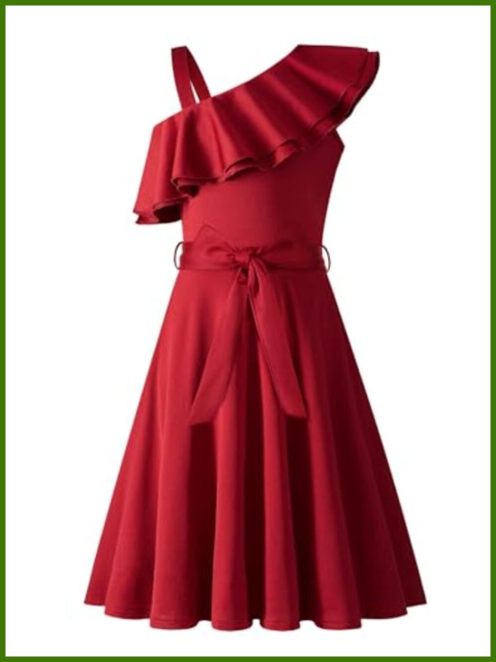 Girls One Shoulder Ruffle Party Dress with Pockets A-Line Summer Formal